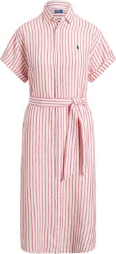 Polo Ralph Lauren Stripe Short Sleeve Linen Shirtdress