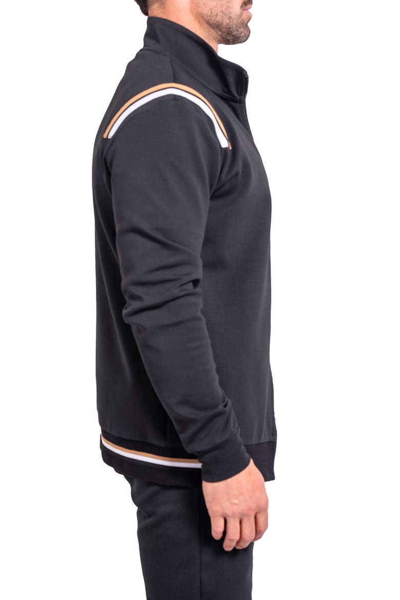 Zipper Modish85 Black Knit Track Jacket, Alternate, color, BLACK