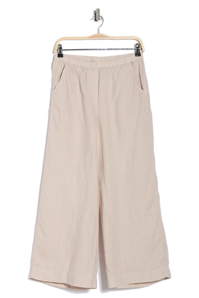 Pull-On Wide Leg Cotton Pants, Alternate, color, SAND