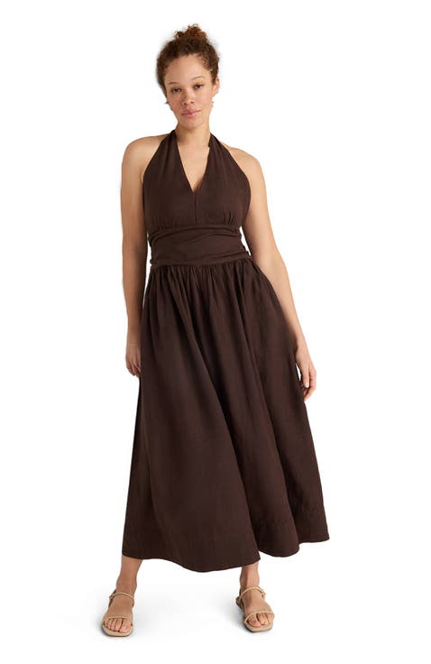 Linen Halter Maxi Dress