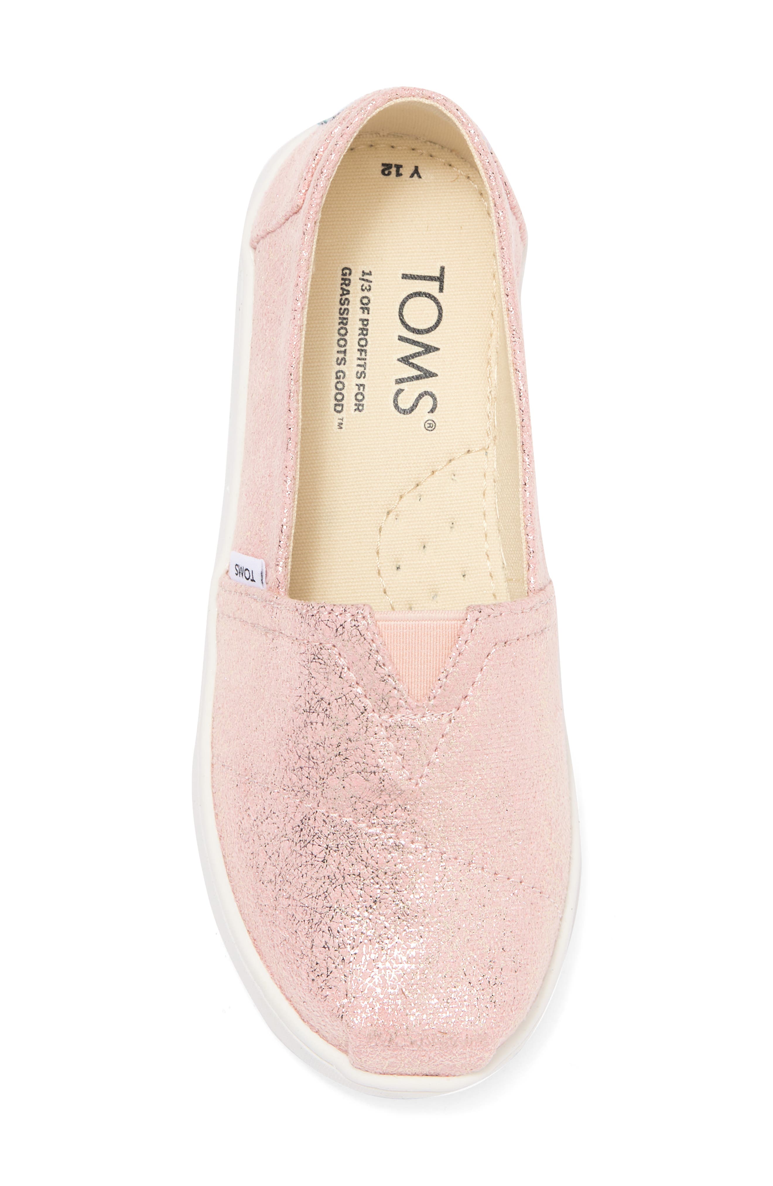 TOMS Kids' Belmont Rose Crackle Foil Slip-On Sneaker, Alternate, color, 