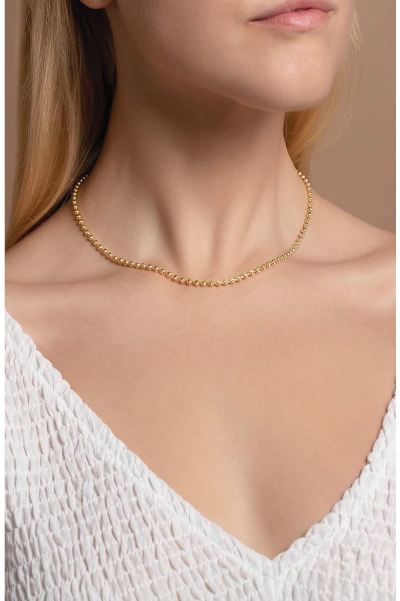 Gold Plated Sterling Silver Moon Ball Chain Necklace, Alternate, color, GOLD