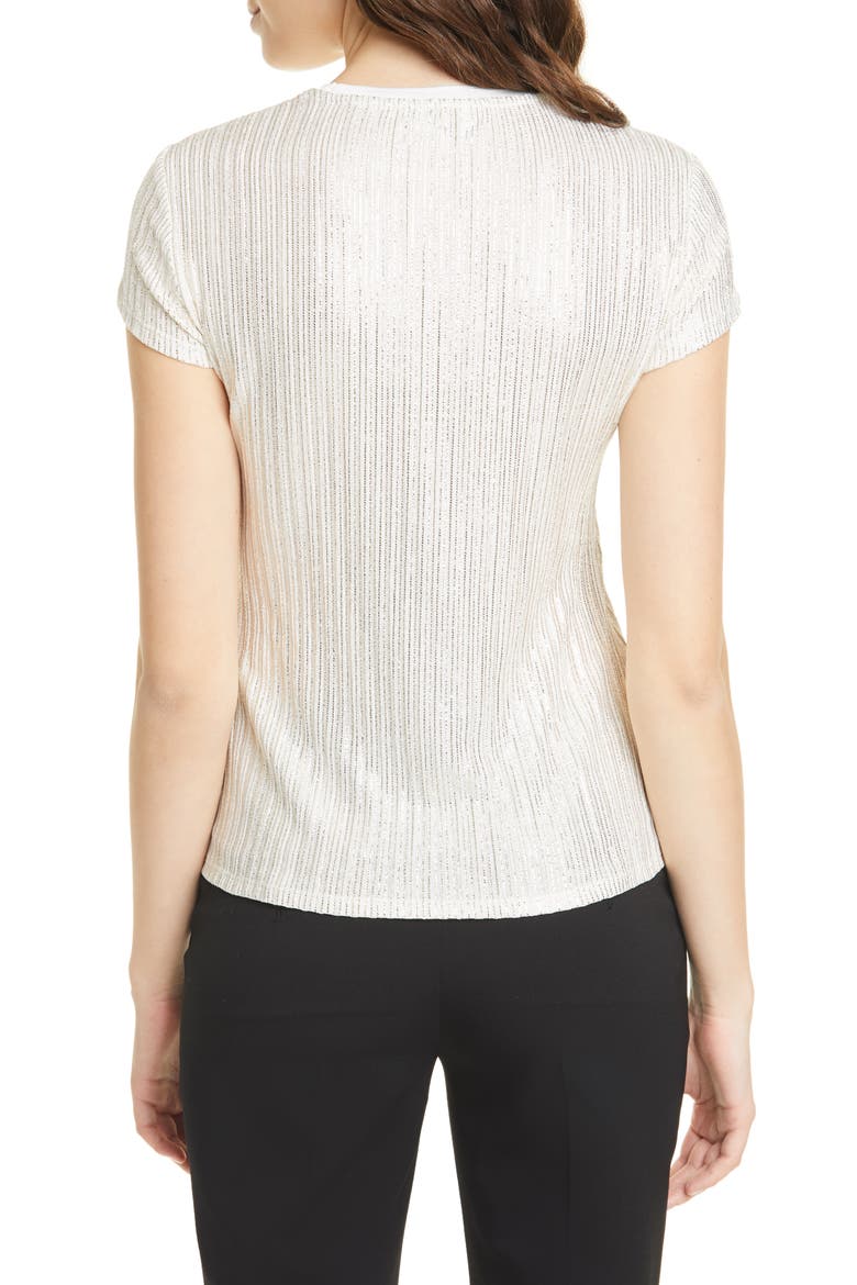 Catrino Metallic Stripe Fitted Tee, Alternate, color, IVORY
