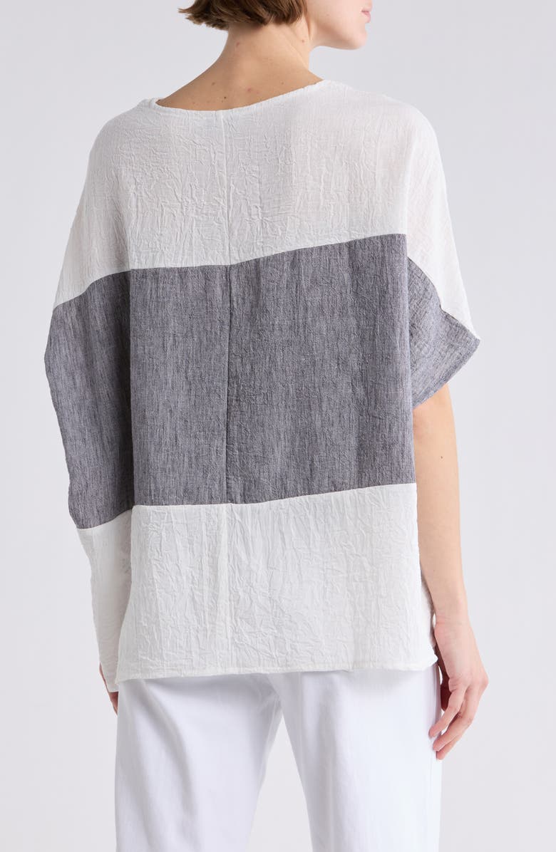 PATRIZIA LUCA Colorblock Short Sleeve Cotton Top, Alternate, color, Grey