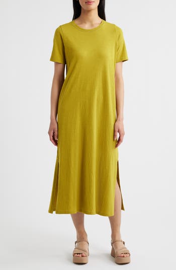 Eileen Fisher Creneck Organic Cotton Maxi T-Shirt Dress in Deep Dive at Nordstrom, Size Xx-Small