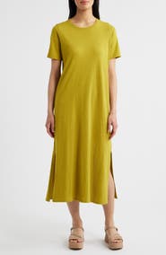 Eileen Fisher Creneck Organic Cotton Maxi T-Shirt Dress