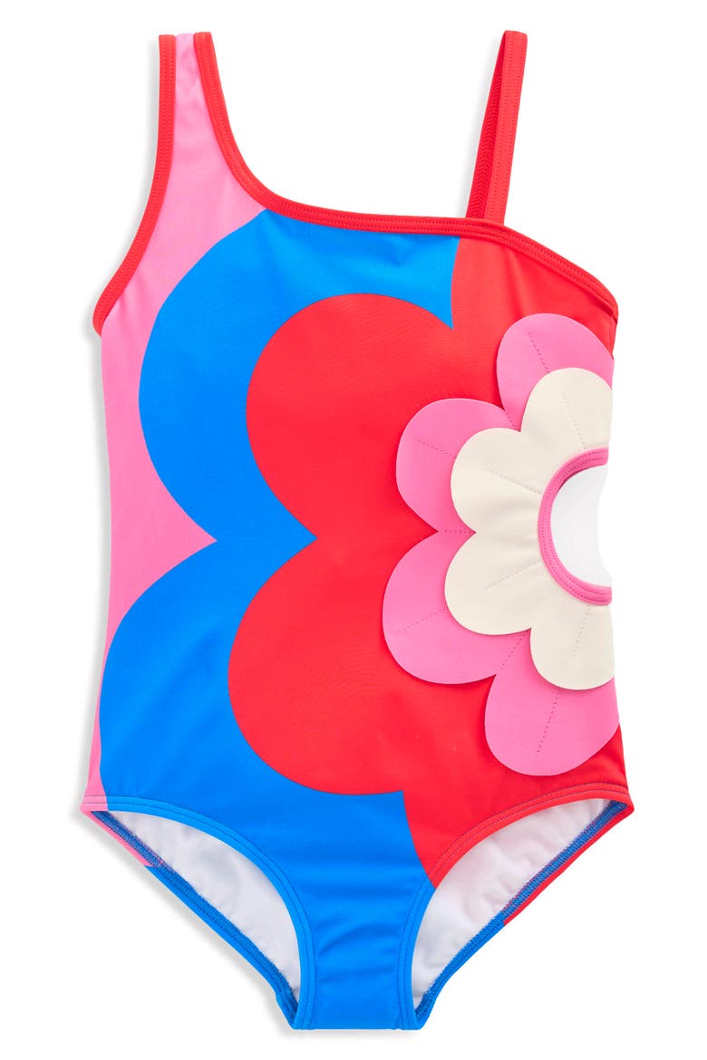 Kids' Flower Appliqué One-Piece Swimsuit, Main, color, CUT OUT FLOWER