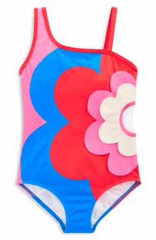 Kids' Flower Appliqué One-Piece Swimsuit