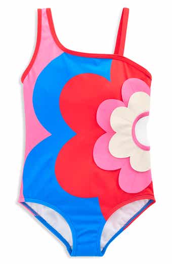 Kids' Flower Appliqué One-Piece Swimsuit