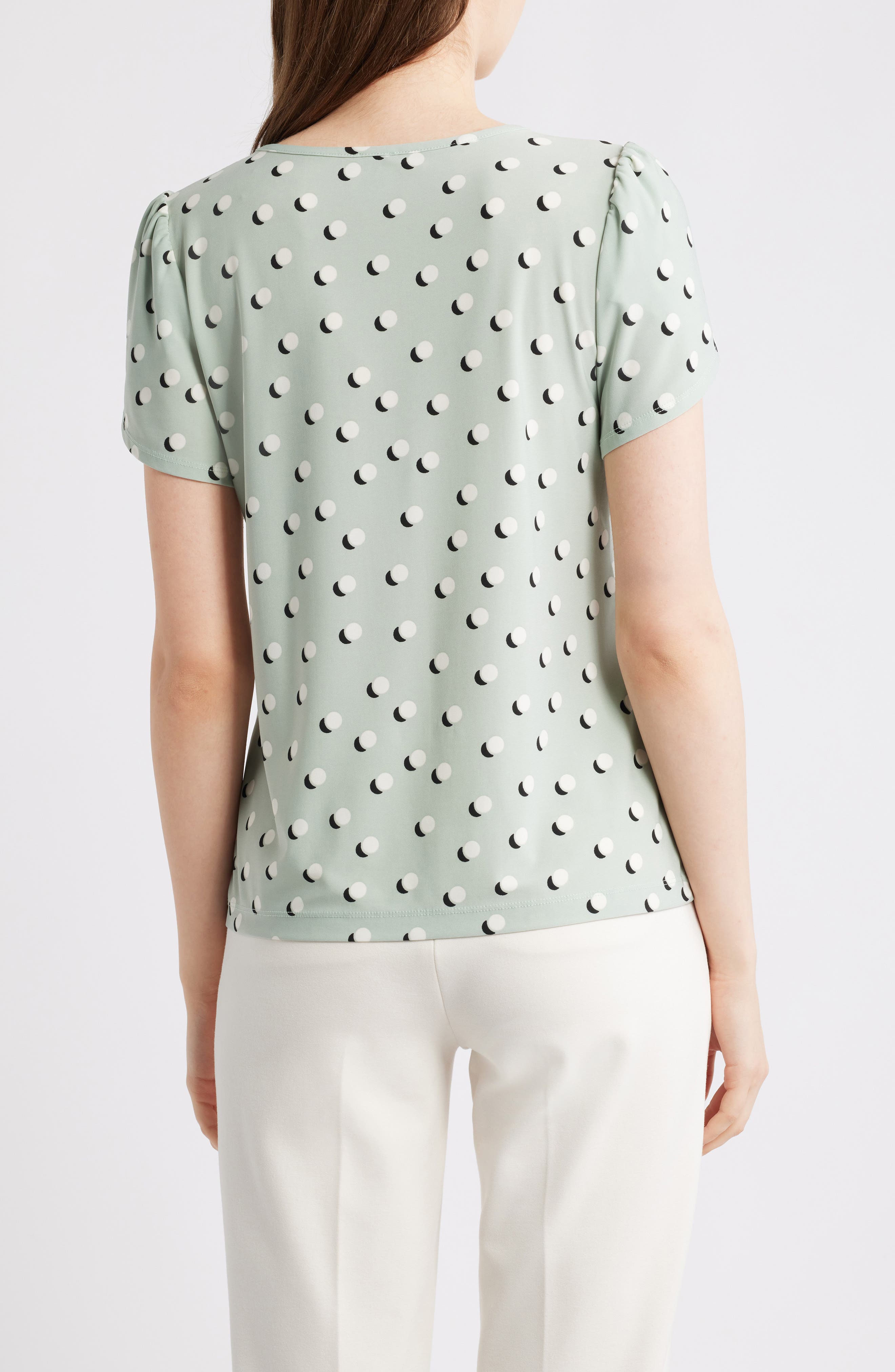 Dot Print Tulip Sleeve Top - image 2