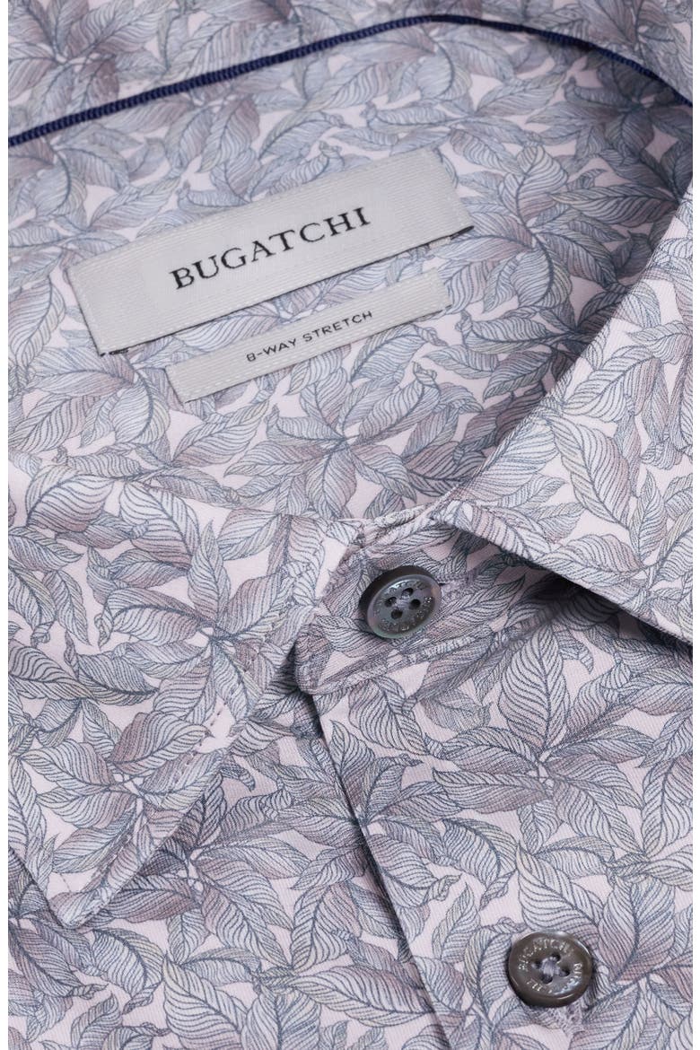 Miles OoohCotton® Leaf Print Short Sleeve Button-Up Shirt, Alternate, color, SHARK