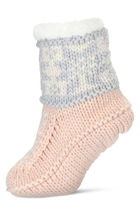 Snowflake Border Fleece Lined Slipper Socks