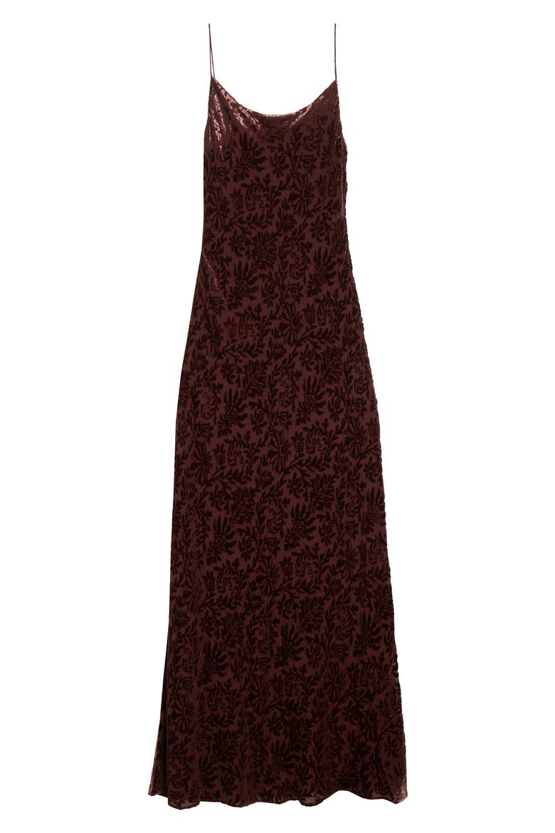 Jolynn Velvet Floral Gown, Alternate, color, RAISIN