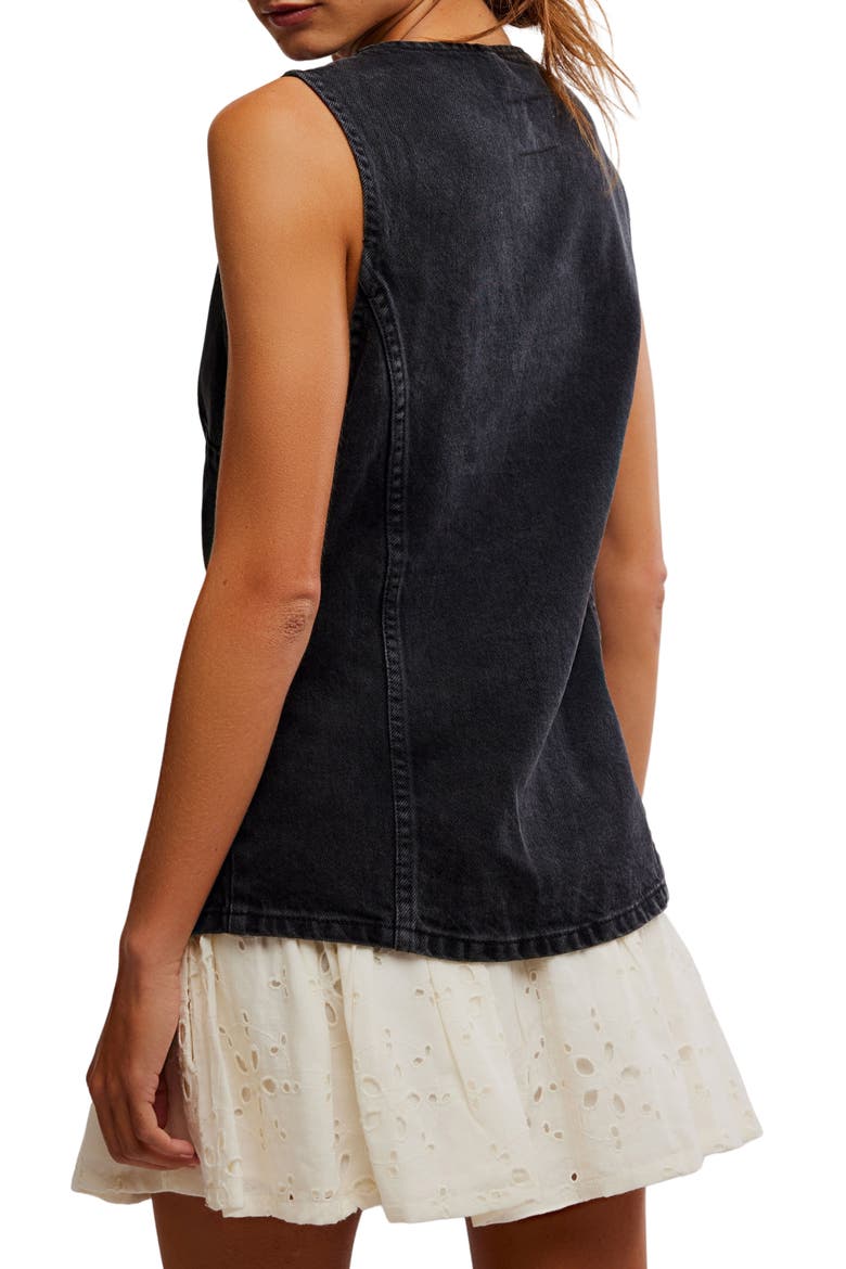 Aimee Denim Vest, Alternate, color, BLACK
