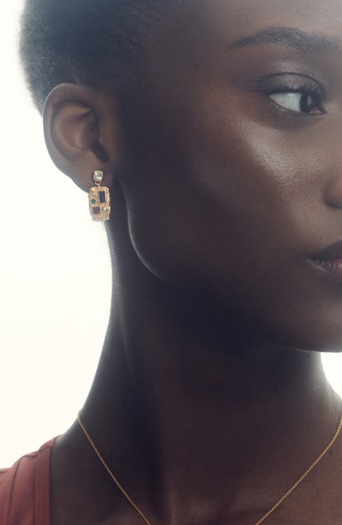 Reiss Skylin Crystal Rectangle Drop Earrings In Gold Tone/multi Crystal