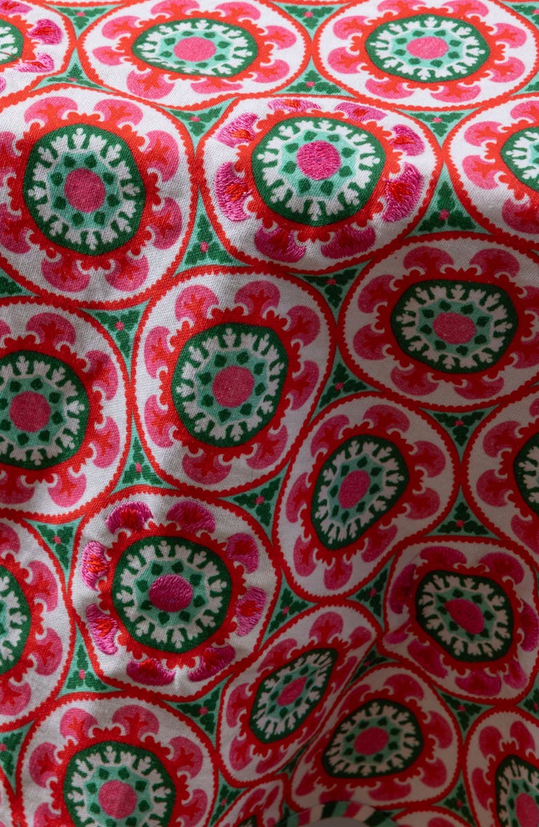 Furbish Suzani Round Tablecloth, Alternate, color, Pink, Red, Green