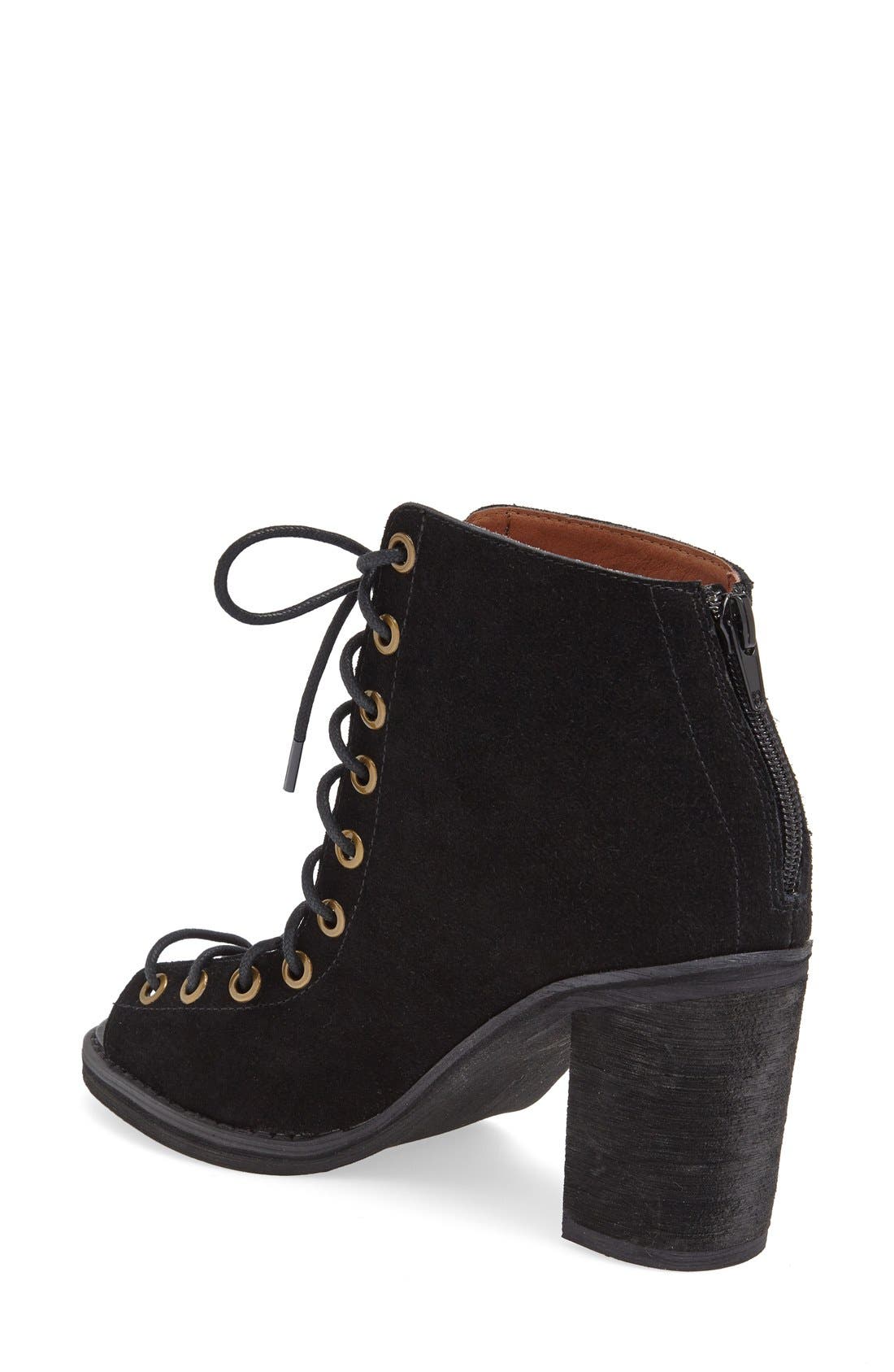 'Cors' Suede Peep Toe Bootie, Alternate, color, BLACK SUEDE