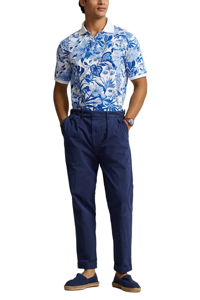 Floral Mesh Polo, Alternate, color, JARDIN FLORAL/WHITE