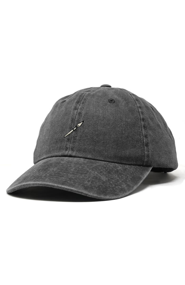 Dalix Paint Brush Dad Cap, Alternate, color, Washed Black