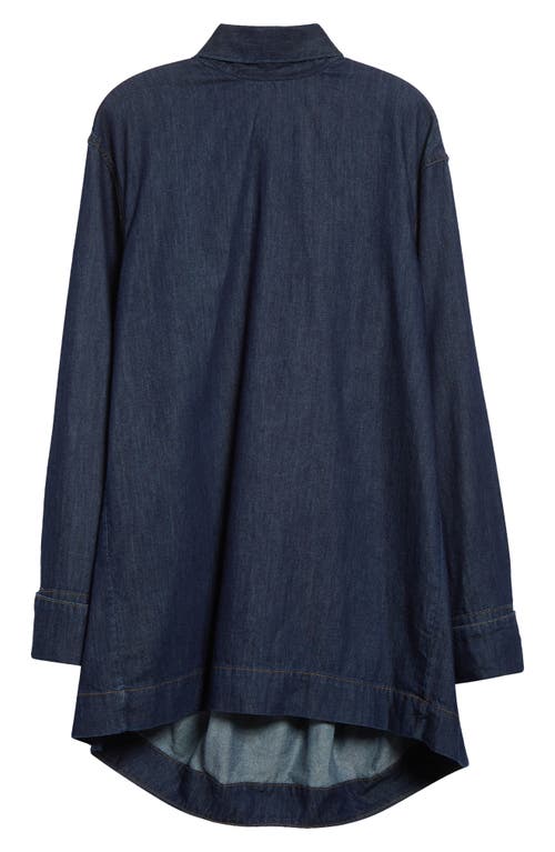 Dries Van Noten Womens Indigo Bow-embellished Relaxed-fit Denim Blouse In Blue