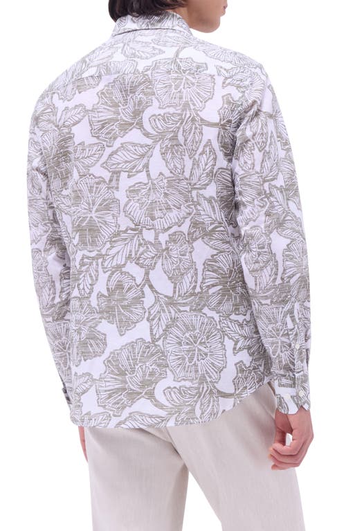 Bugatchi Julian Shaped Fit Linen Blend Button-up Shirt In Olive
