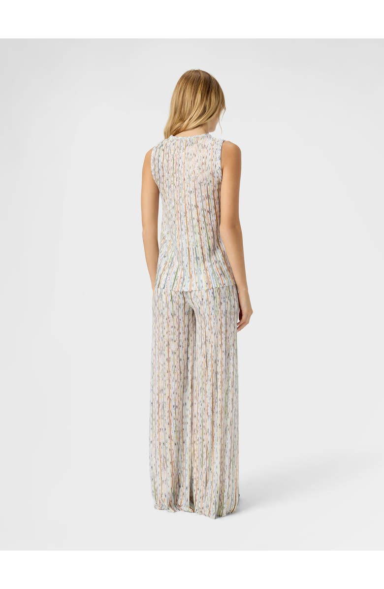 Missoni Ribbed Mixed Viscose Sleeveless Top With Sequins, Alternate, color, White & Green