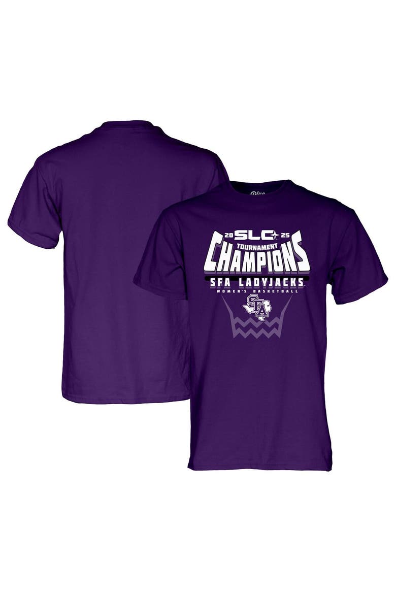 Unisex Blue 84 Purple Stephen F Austin Ladyjacks 2025 Southland Women's Basketball Conference Tournament Champions T-Shirt, Main, color, Purple