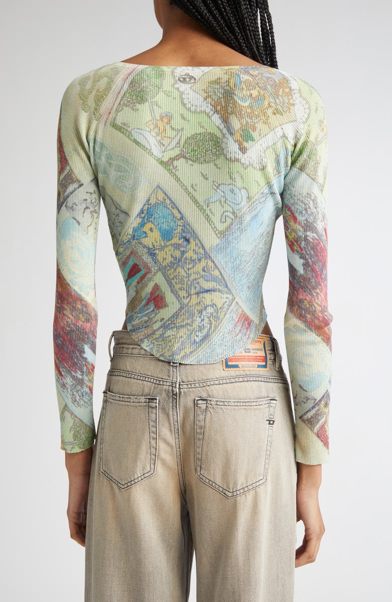 DIESEL<sup>®</sup> Heraldic Print Crop Rib Cardigan, Alternate, color, Mustard