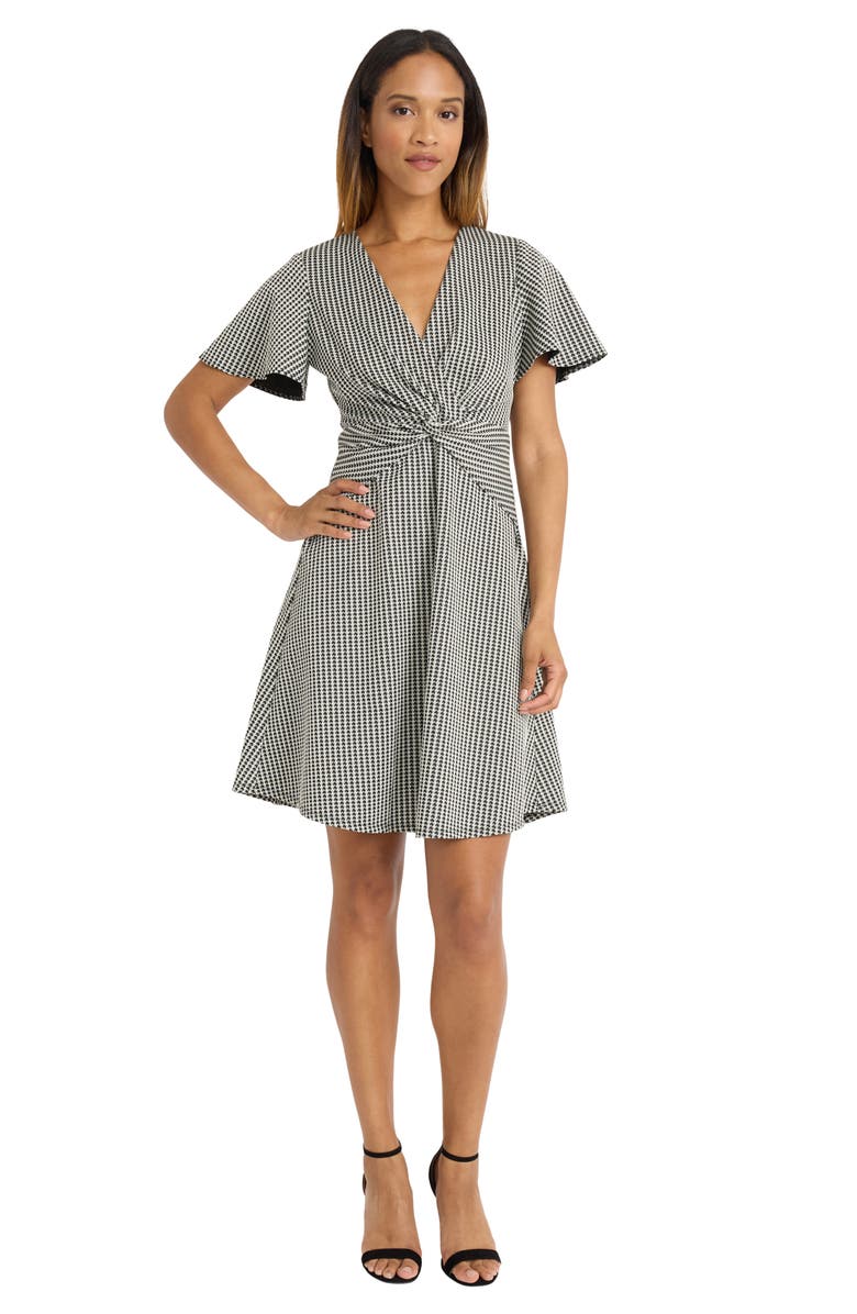 Maggy London Houndstooth Knot Minidress, Alternate, color, Black/ White