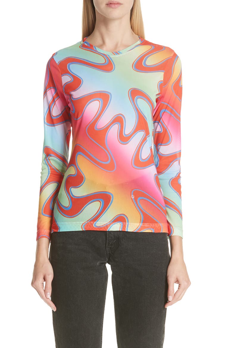 Freddie Long Sleeve Mesh Tee, Main, color, WARP RAINBOW