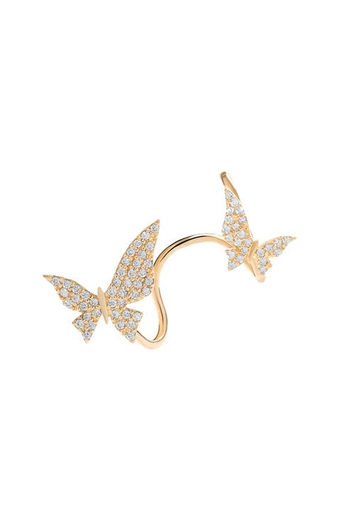 14K Gold Double Butterfly Ear Cuff