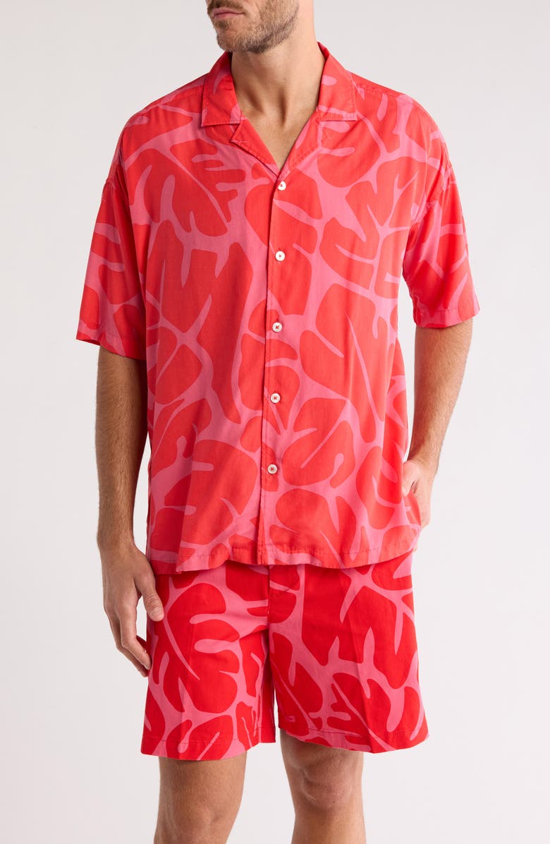 BOSS Drew Collar Camp Shirt, Main, color, 