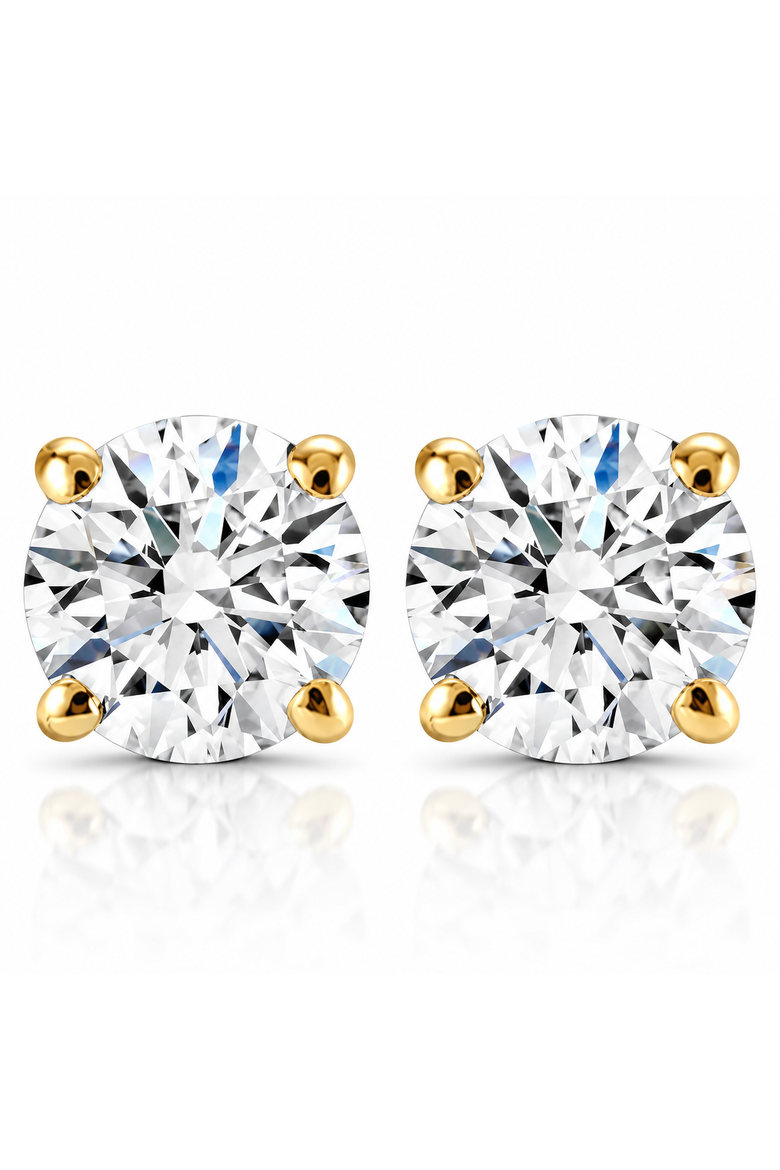 2 Carat TW Lab Grown Diamond Studs 14K Gold With Screw Backs, Main, color, 14k Yellow Gold