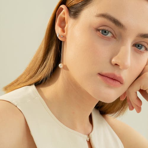 Bearfruit Jewelry Sterling Silver 18k Gold Plated Abby Single Cultured Pearl Necklace & Dangled Drop In White
