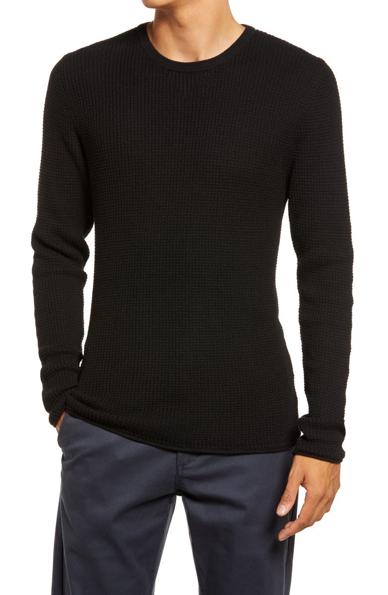 Billy Reid Men
s Mini Waffle Crewneck T-Shirt, Main, color, 