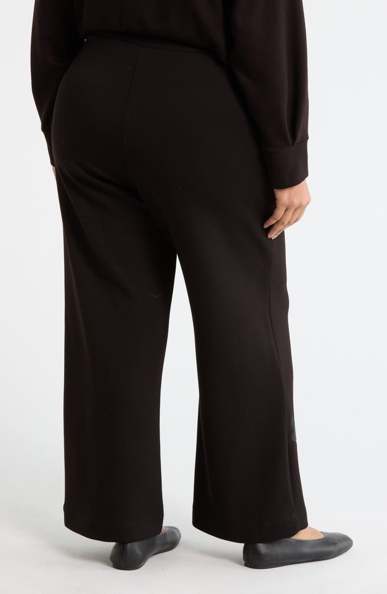 T Tahari Rose Embroidered Scuba Pants, Alternate, color, Black