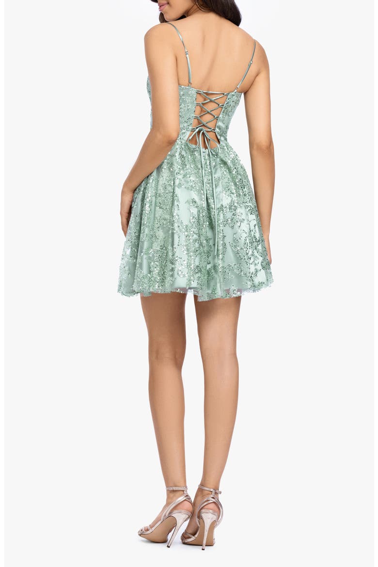 Glitter Lace Back Sleeveless Minidress, Alternate, color, SAGE