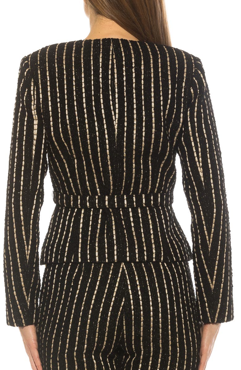 Alexia Admor Arjun Plaid Jacket, Alternate, color, Black Pinstripe