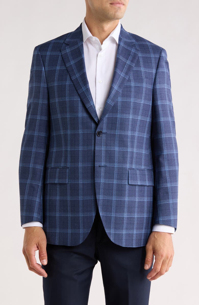 Peter Millar Flynn Classic Fit Plaid Sport Coat, Main, color, Blue