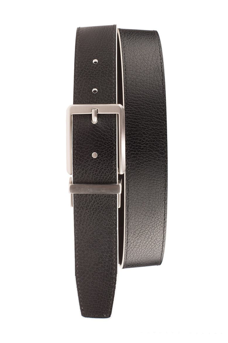 'Core' Reversible Leather Belt, Alternate, color, WHITE/ BLACK