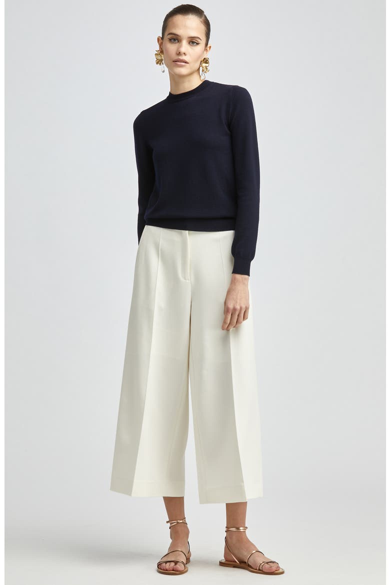 Chiffon Back Wool Sweater, Alternate, color, NAVY