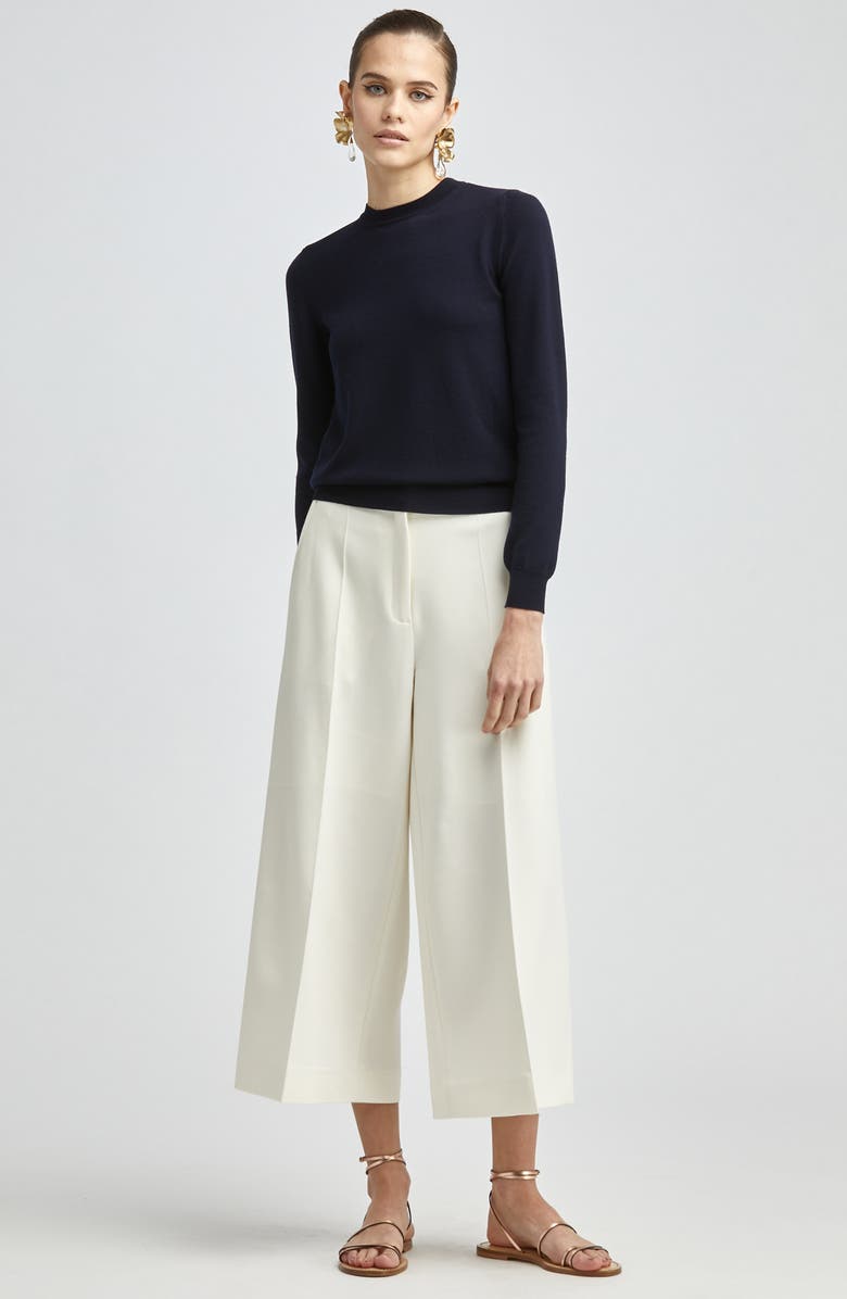 Oscar de la Renta Chiffon Back Wool Sweater, Alternate, color, 