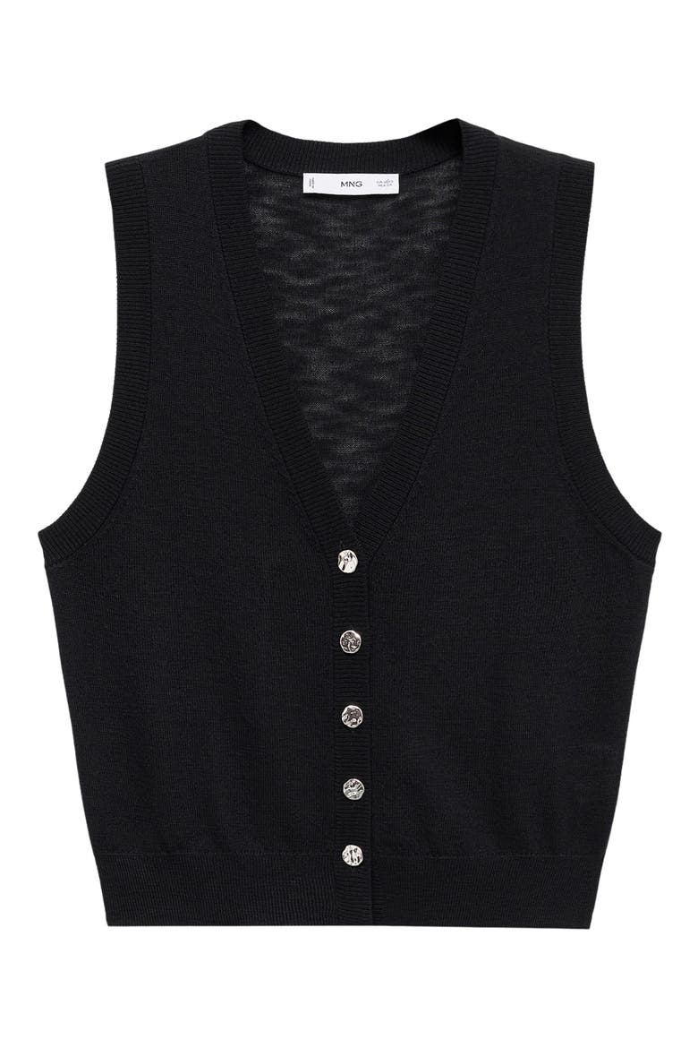 Fine Knit Sweater Vest, Alternate, color, BLACK