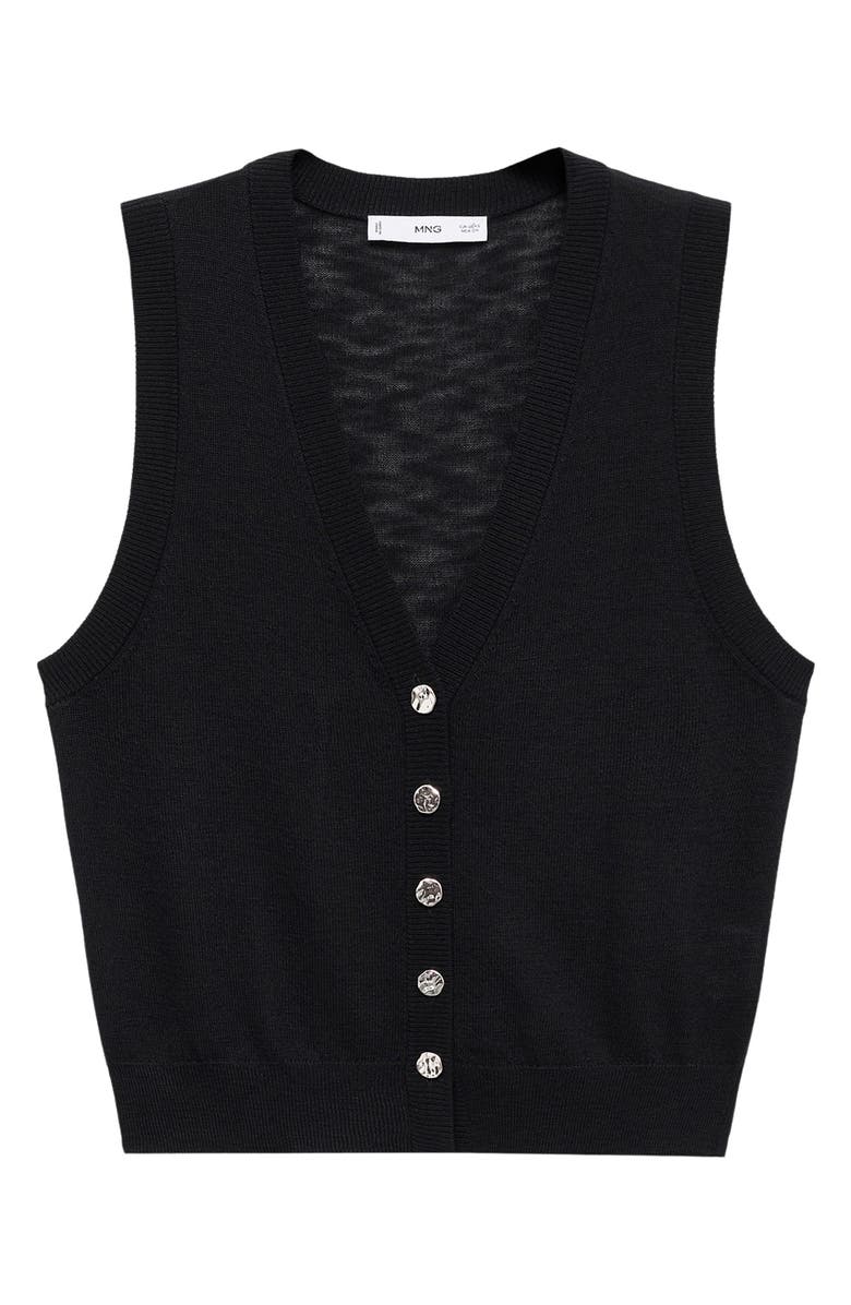 MANGO Fine Knit Sweater Vest, Alternate, color, Black