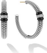 LAGOS Caviar Ceramic Diamond Hoop Earrings