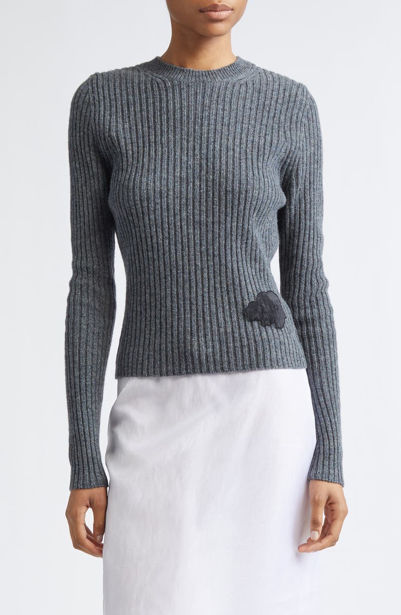 Cecilie Bahnsen Blas Nordic Rib Wool Sweater, Main, color, Dark Grey