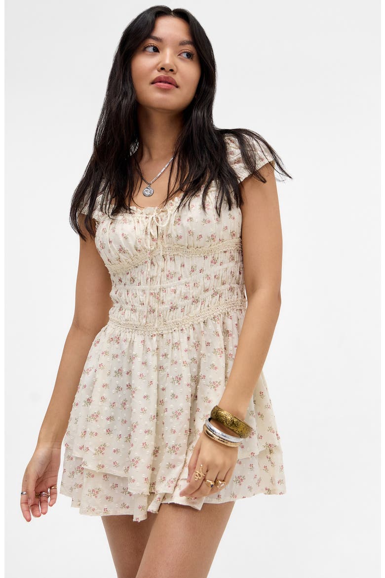 Ruby Floral Skirted Romper, Alternate, color, DITSY WHITE