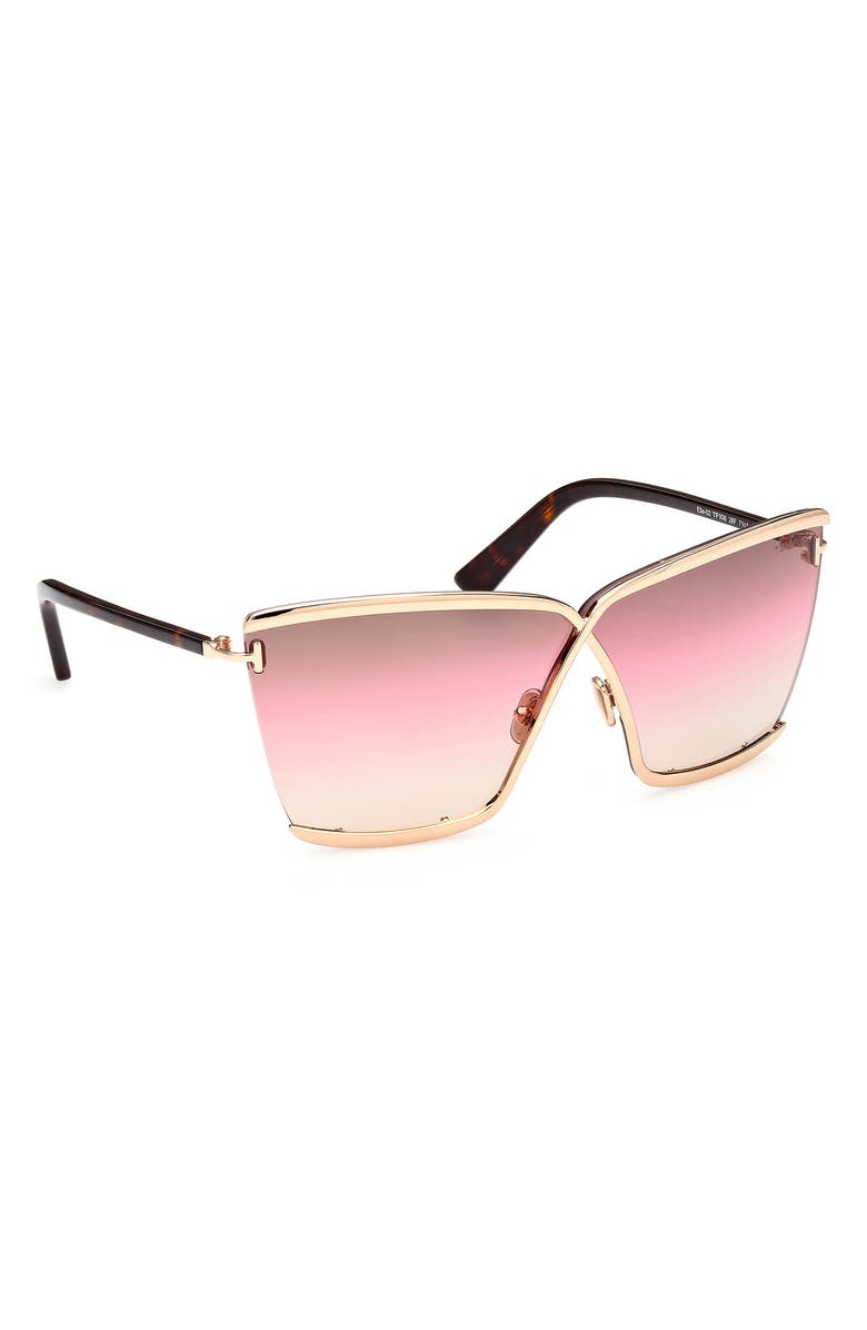 TOM FORD Elle 71mm Gradient Square Sunglasses, Alternate, color, Shiny Rose Gold / Brown