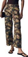 LE JEAN Watercolor Camo Print Crop Barrel Utility Jeans