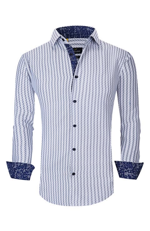 Slim Fit Abstract Print Performance Dress Shirt